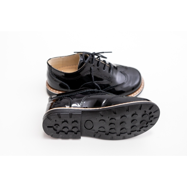 Pantofi Oxford negri lucioși din piele